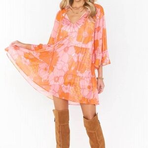 Show Me Your Mumu Viola Mini Dress Pink Orange Floral Retro